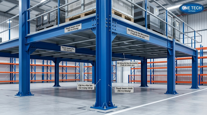 Thanh beam kệ sàn mezzanine chịu tải Hệ thanh beam kệ sàn mezzanine chịu tải trong kho hàng