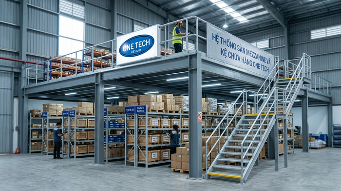 Kệ mezzanine kết hợp khu soạn hàng Kệ sàn mezzanine kết hợp khu vực soạn hàng bên dưới