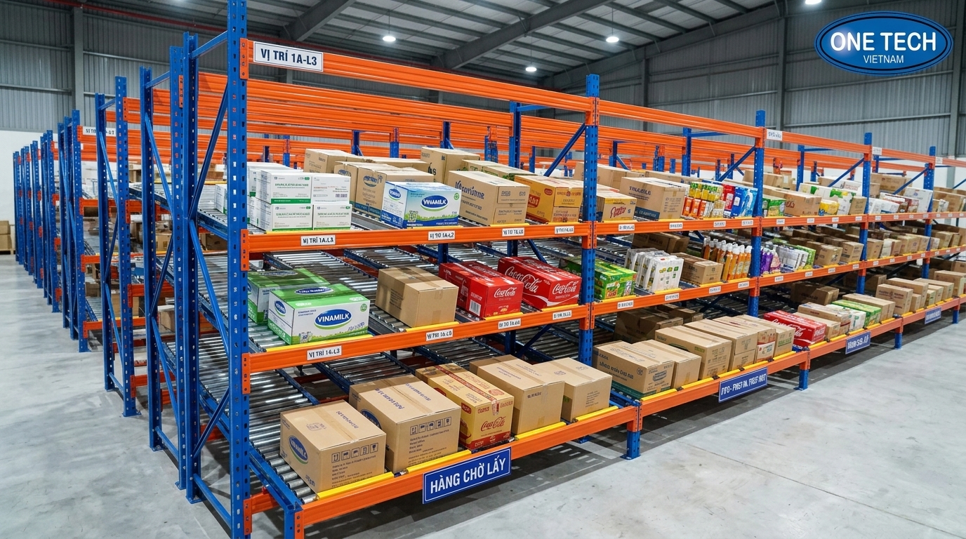 Kệ Flow racks Hà Tĩnh cho kho hàng luân chuyển liên tục Kệ Flow racks Hà Tĩnh trong kho hàng cần luân chuyển nhanh