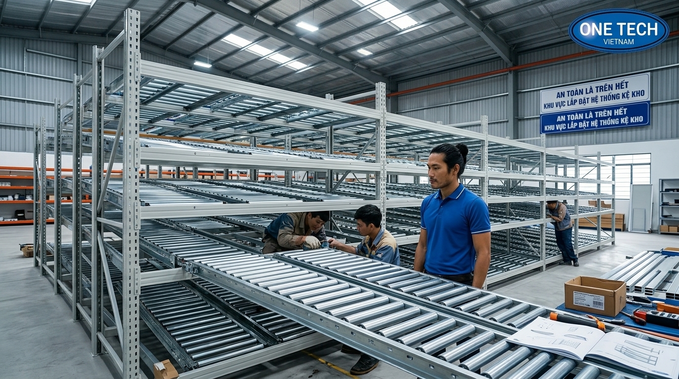 Thi công lắp đặt kệ flowrack tại Hà Tĩnh Lắp đặt kệ flowrack tại kho hàng Hà Tĩnh