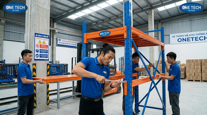 Lắp đặt kệ trung tải Hà Tĩnh bởi đội ngũ kỹ thuật OneTech
