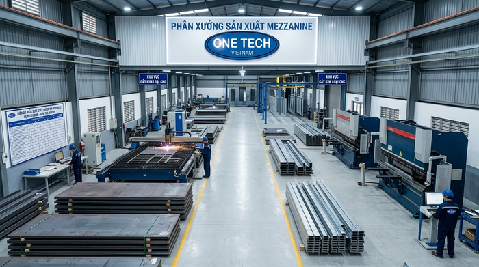 Sản xuất kệ sàn mezzanine OneTech Nhà máy sản xuất kệ sàn mezzanine của OneTech