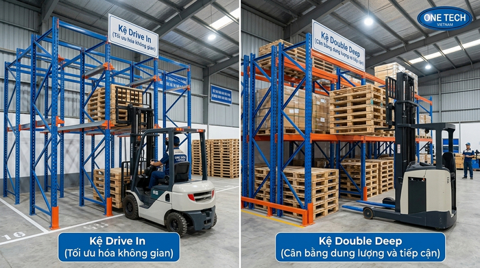 So sánh kệ pallet Selective và Double Deep So sánh kệ pallet Selective và Double Deep trong kho Hà Tĩnh