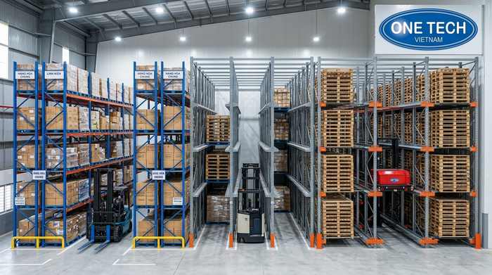So sánh kệ Radio Shuttle với kệ Selective và kệ Drive In trong kho pallet