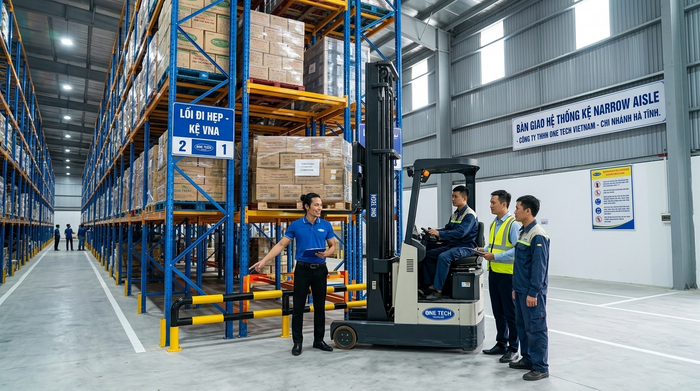 Bàn giao kệ narrow aisle sau nghiệm thu Bàn giao hệ thống Kệ Narrow Aisle Hà Tĩnh sau lắp đặt