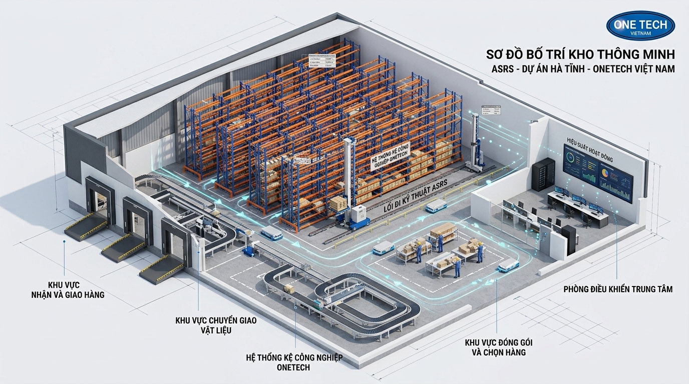 Layout kệ kho ASRS Hà Tĩnh Bản vẽ layout hệ thống lưu trữ thông minh ASRS tại Hà Tĩnh