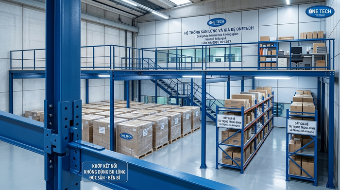 Kệ sàn Mezzanine tạo thêm không gian lưu trữ tầng lửng