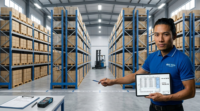 Khảo sát kho lắp kệ narrow aisle Khảo sát kho trước khi lắp đặt Kệ Narrow Aisle Hà Tĩnh