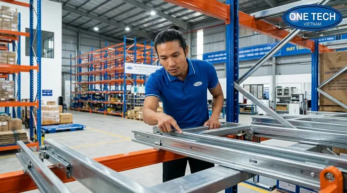 Kiểm tra ray trượt Kệ Push Back Kiểm tra ray trượt của Kệ Push Back trong quá trình bảo trì