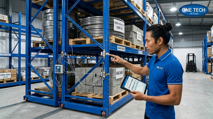 Kiểm tra tải trọng kệ kho di động Kiểm tra tải trọng kệ kho di động trước khi đưa vào sử dụng trong kho hàng