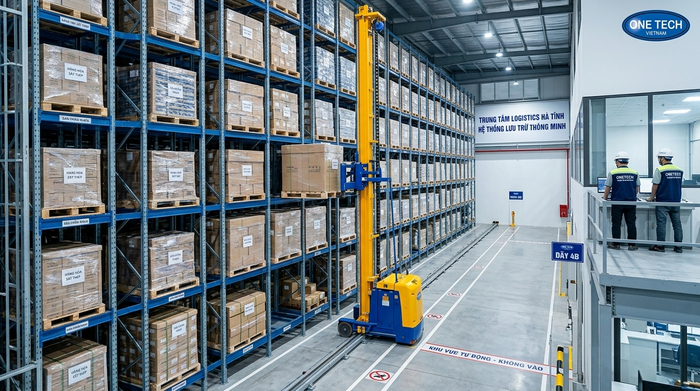 Mật độ lưu trữ kho cao tầng tại Hà Tĩnh khi dùng Stacker-Crane