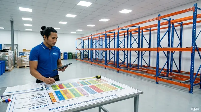 Phân khu hàng hóa để tối ưu hệ Kệ Push Back Phân khu hàng hóa trước khi lắp Kệ Push Back trong kho