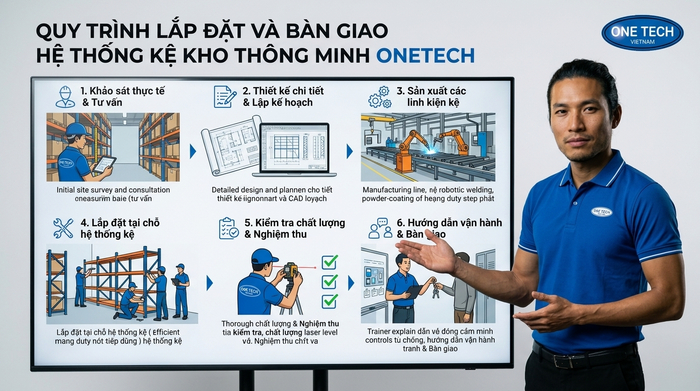 Quy trình triển khai kệ kho thông minh Hà Tĩnh Quy trình lắp đặt kệ kho thông minh Hà Tĩnh từ khảo sát đến bàn giao