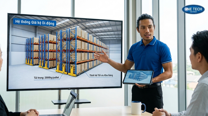 Tư vấn kệ kho di động Hà Tĩnh OneTech Tư vấn thiết kế kệ kho di động Hà Tĩnh theo mặt bằng và tải trọng thực tế