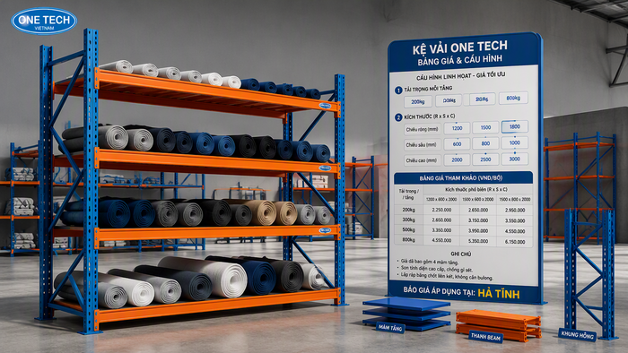 Báo giá kệ để vải Hà Tĩnh Báo giá kệ để vải Hà Tĩnh theo cấu hình tải trọng và kích thước