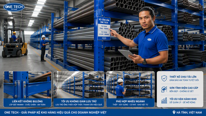 Kệ để ống thép cho kho vật liệu xây dựng Kệ để ống thép cho kho vật liệu xây dựng tại Hà Tĩnh