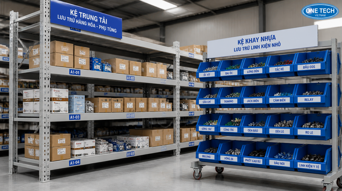 Kệ khay nhựa đựng linh kiện nhỏ cho kho phụ tùng tại Hà Tĩnh