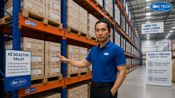 Kệ Selective tối ưu xuất nhập pallet dược phẩm Kệ Selective cho kho dược phẩm pallet tại Hà Tĩnh