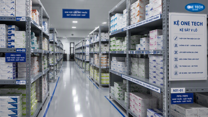 Kệ V lỗ lưu trữ thuốc và vật tư y tế Kệ V lỗ dùng cho kho thuốc nhỏ tại Hà Tĩnh