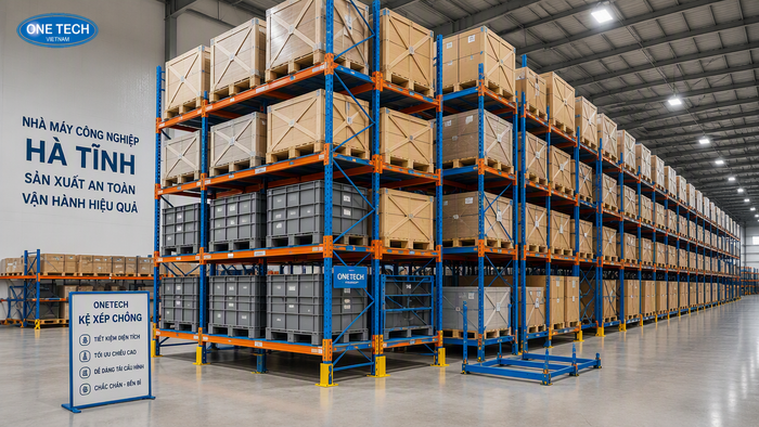Kệ xếp chồng Hà Tĩnh tối ưu không gian kho Kệ xếp chồng Hà Tĩnh trong kho hàng công nghiệp