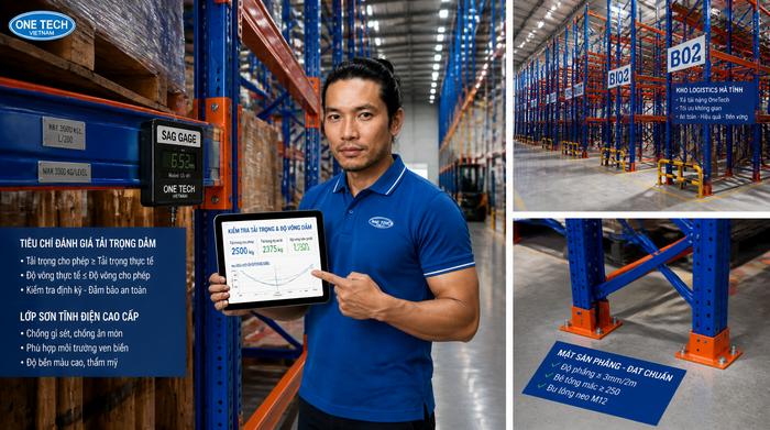 Kiểm tra tải trọng và độ võng beam của kệ kho logistics tại Hà Tĩnh