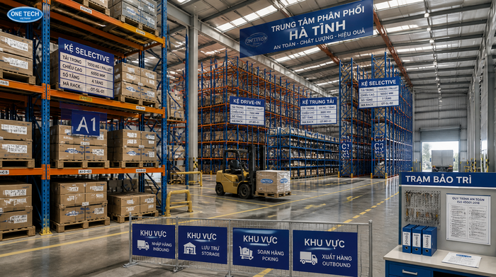 Bố trí layout kệ kho logistics Hà Tĩnh theo luồng xe nâng và khu xuất nhập