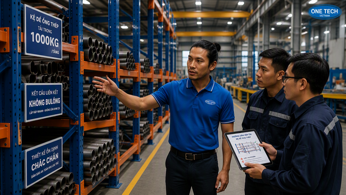 Sản xuất kệ để ống thép theo yêu cầu Sản xuất kệ để ống thép theo yêu cầu tại nhà máy OneTech