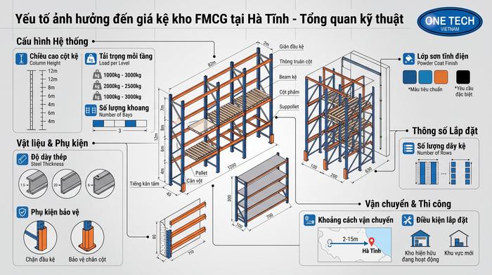 Báo giá kệ kho FMCG Hà Tĩnh theo cấu hình thực tế Các yếu tố ảnh hưởng đến báo giá kệ kho FMCG Hà Tĩnh