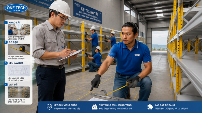 Quy trình triển khai kệ trung tải tại Hà Tĩnh Quy trình lắp đặt kệ trung tải giá rẻ Hà Tĩnh cho kho hàng